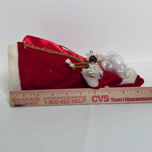 Vintage Christmas Santa Claus Tree Topper 9" Red Velvet Robe Saint Nick Holiday - Picture 10 of 10